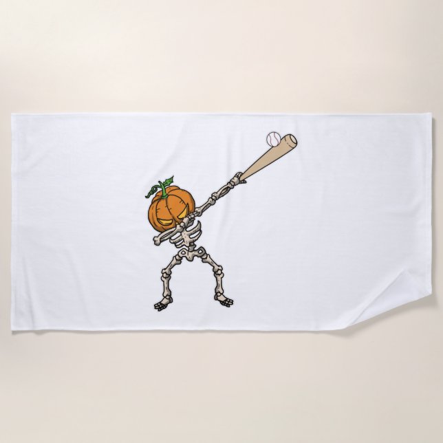 Funny Dabbing Pumpkin Head Baseball Geschenk Idee Strandtuch (Vorderseite)