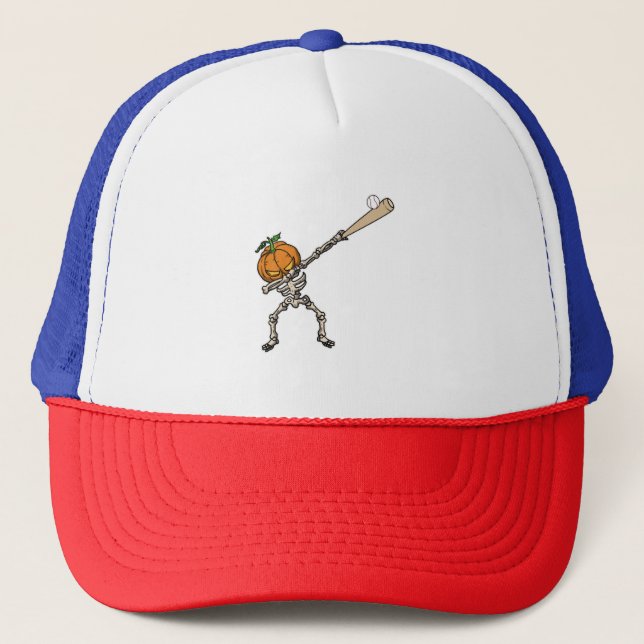 Funny Dabbing Pumpkin Head Baseball Geschenk Idee Truckerkappe (Vorderseite)