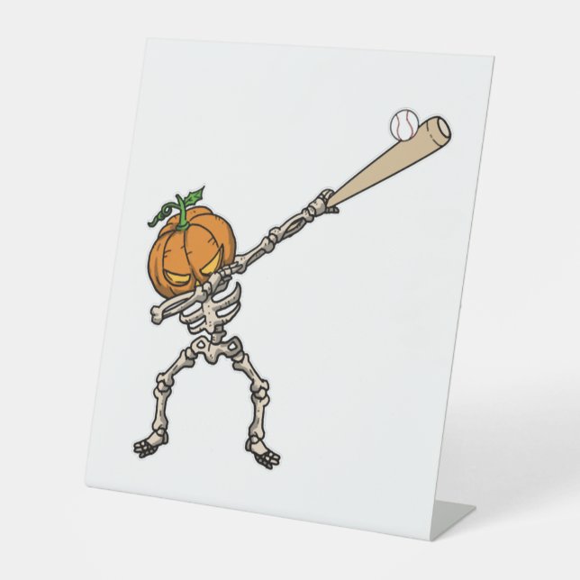 Funny Dabbing Pumpkin Head Baseball Gift Idea Sockelschild (Vorderseite)