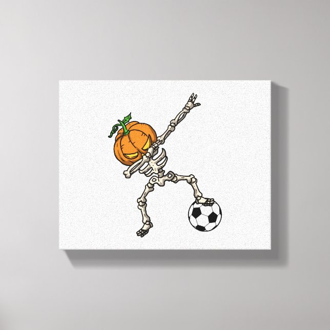 Funny Dabbing Pumpkin Head Soccer Geschenk Idee Leinwanddruck (Vorderseite)