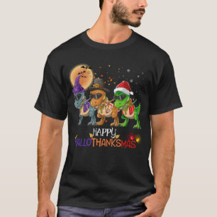 Funny Dabbing Rapper Dinosaur Happy HalloDankeMas T-Shirt