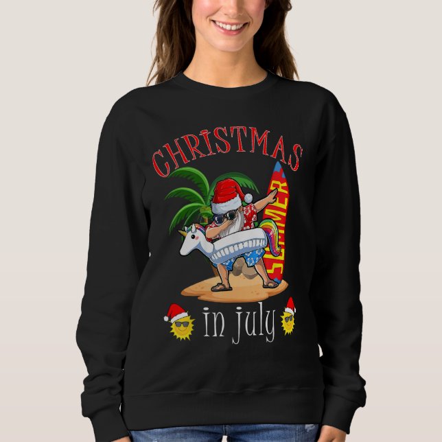 Funny Dabbing Santa Christmas in July Santa Hawaii Sweatshirt (Vorderseite)