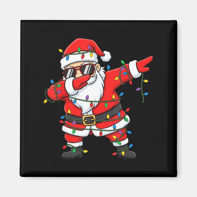 Funny Dabbing Santa Xmas Lights Men Boys Girls Chr Magnet (Vorne)