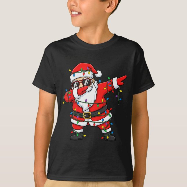 Funny Dabbing Santa Xmas Lights Men Boys Girls Chr T-Shirt (Vorderseite)