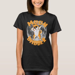 Funny Dabbing Shiba Inu Hund mit Sonnenbrille Moon T-Shirt