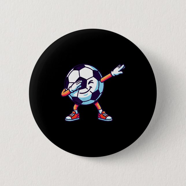 Funny Dabbing Soccer Ball Cartoon Srt Gift Kids Bo Button (Vorderseite)