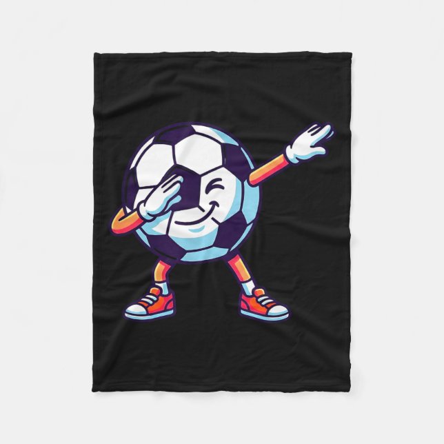 Funny Dabbing Soccer Ball Cartoon Srt Gift Kids Bo Fleecedecke (Vorderseite)