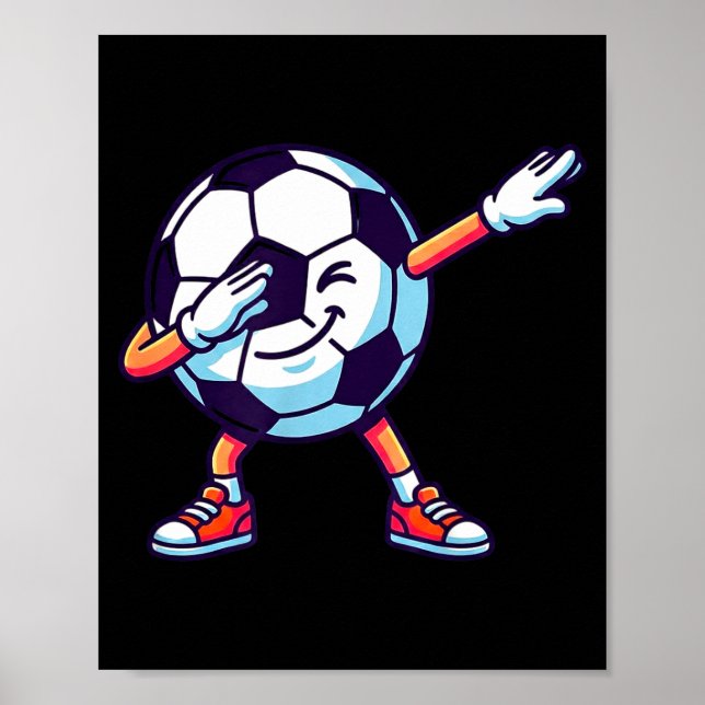 Funny Dabbing Soccer Ball Cartoon Srt Gift Kids Bo Poster (Vorne)