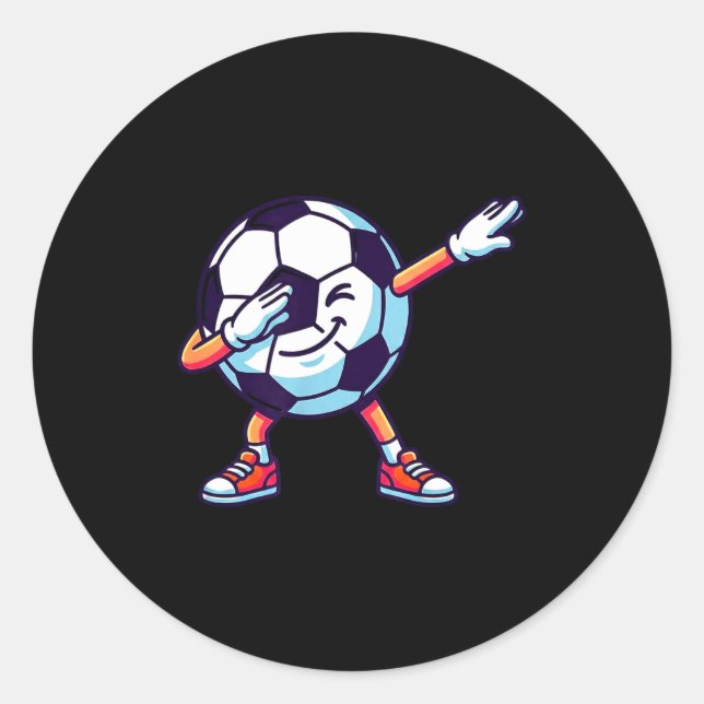 Funny Dabbing Soccer Ball Cartoon Srt Gift Kids Bo Runder Aufkleber (Vorderseite)