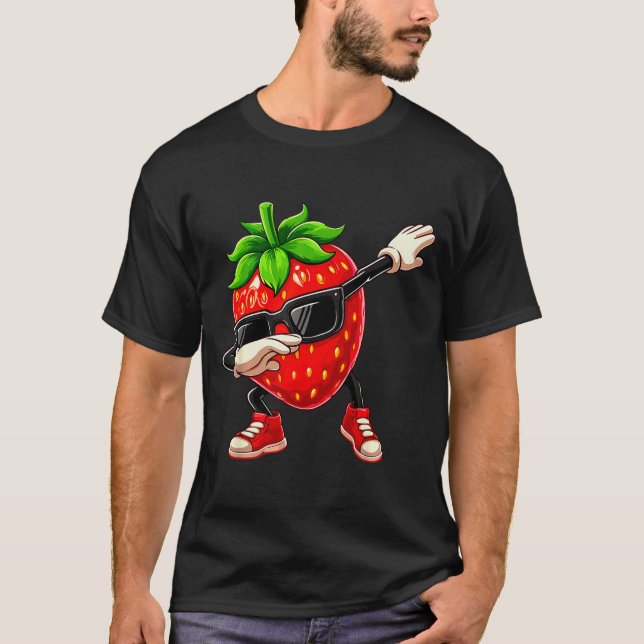 Funny Dabbing Strawberry Summer Fruit Lover Men Wo T-Shirt (Vorderseite)