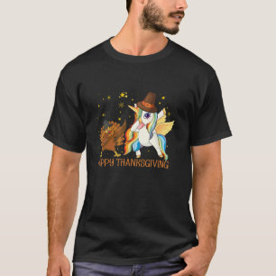 Funny dabbing Trukey Unicorm Pilgrim hat Happy Tha T-Shirt