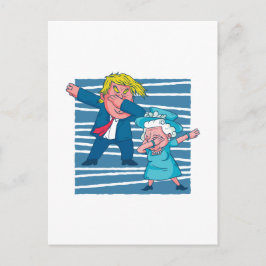 Funny Dabbing Trump Queen England Graphics Cartoon Postkarte