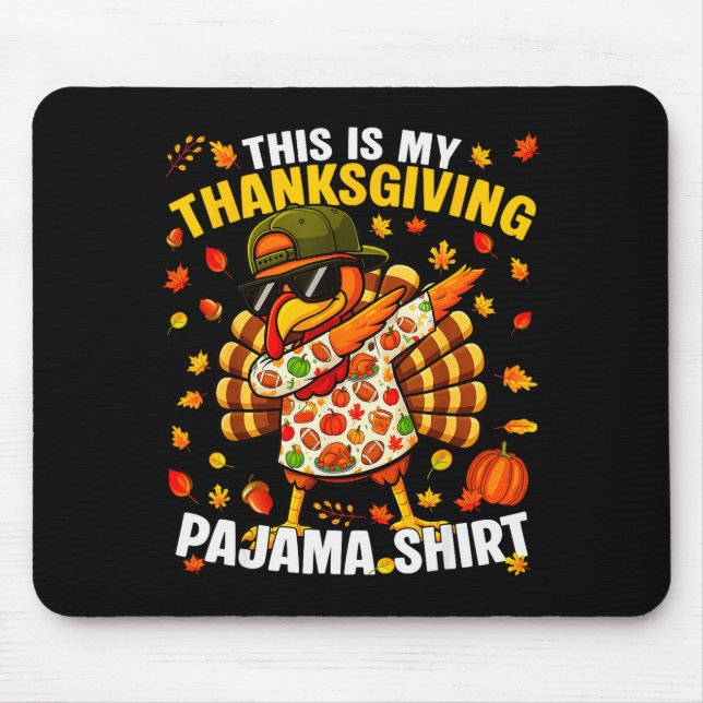 Funny Dabbing Turkey Thanksgiving Pajamas Pjs Srts Mousepad (Vorne)