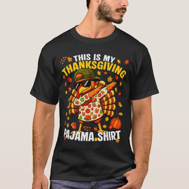 Funny Dabbing Turkey Thanksgiving Pajamas Pjs Srts T-Shirt (Vorderseite)