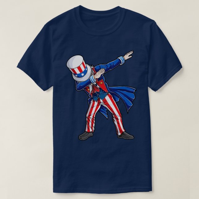 Funny Dabbing Uncle Sam 4. Juli Unabhängigkeit D T-Shirt (Design vorne)