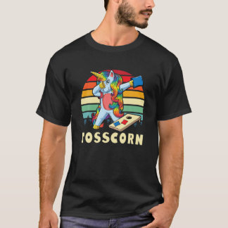 Funny Dabbing Unicorn Cornhole Girls Schule T-Shirt