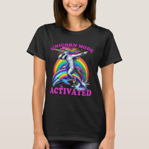 Funny Dabbing Unicorn Dolphin Unicorn Modus Aktivi T-Shirt