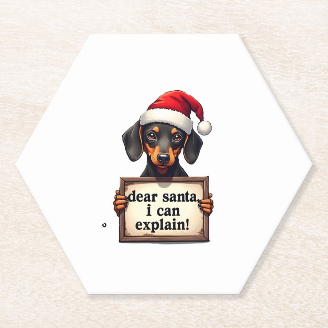 Funny Dachshund Christmas Dear Santa I Can Explain Untersetzer (Vorderseite)