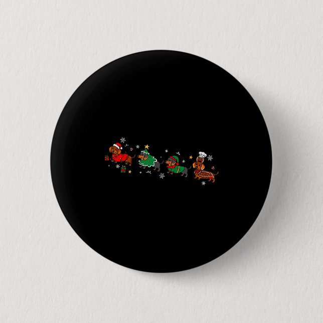 Funny Dachshund Christmas Parade  Button (Vorderseite)