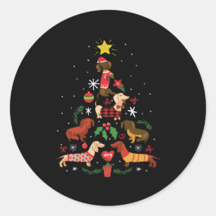 Funny Dachshund Christmas Tree Runder Aufkleber