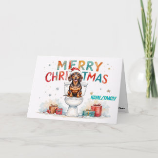 Funny Dachshund Christmas – Watercolor Dog Feiertagskarte