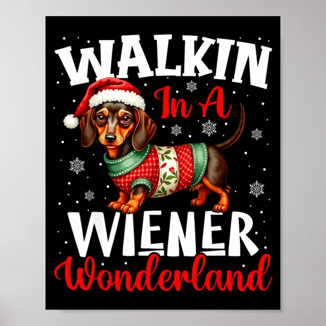 Funny Dachshund Cute Christmas Dog Lover Walking I Poster (Vorne)