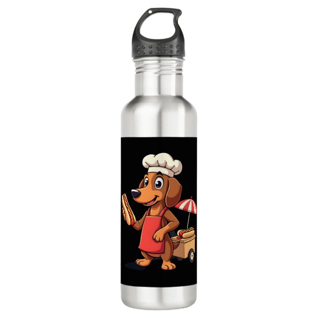 Funny Dachshund Dog Weenie Sausage Hotdog Sandwich Edelstahlflasche (Vorderseite)