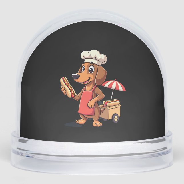 Funny Dachshund Dog Weenie Sausage Hotdog Sandwich Schneekugeln (Vorderseite)