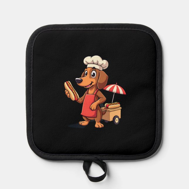 Funny Dachshund Dog Weenie Sausage Hotdog Sandwich Topflappen (Vorderseite)