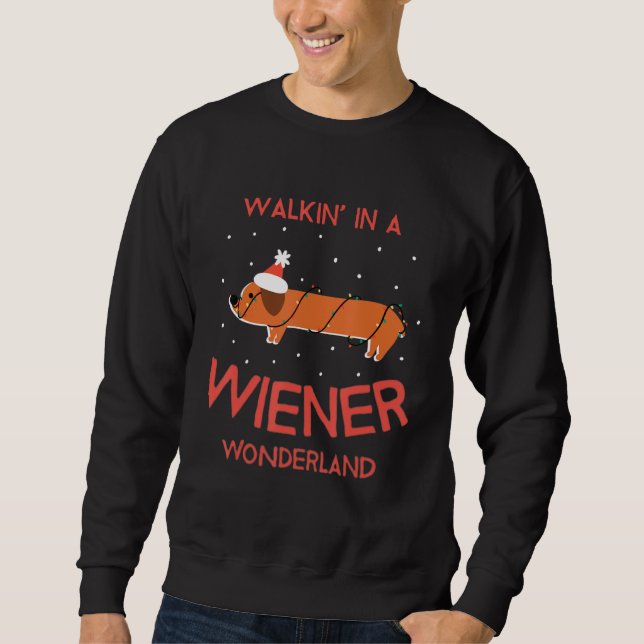 Funny Dackel Christmas Lights Tangled Dog Lover Sweatshirt (Vorderseite)