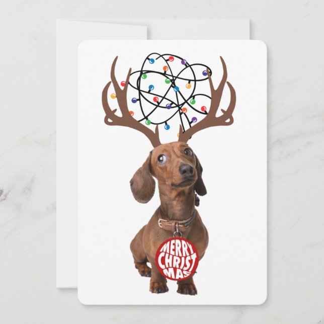 Funny Dackel Dackel Dog Antlers Frohe Weihnachten (Vorderseite)