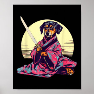 Funny Dackel Dackel Hund Japanisch Tattoo Ukiyoe Poster