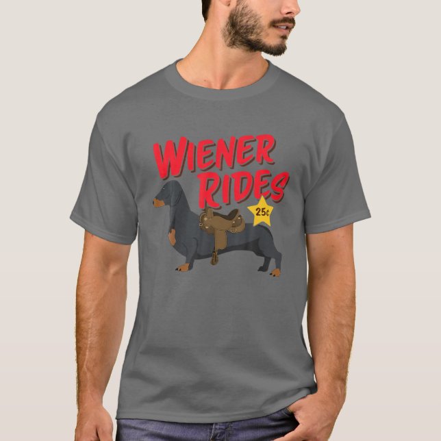 Funny Dackel Dackel Reiten Dog Lover T-Shirt (Vorderseite)