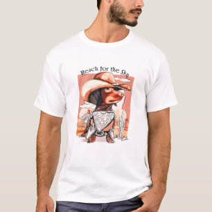 Funny Dackel Dog Cowboy Hat Reach Sky Western P T-Shirt
