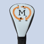 Funny Dackel Dog Monogramm Golf Headcover<br><div class="desc">Fun Dackel,  Wursthunde oder Dackel Hunde in ständiger Bewegung. Anpassen,  indem das Monogramm zuerst geändert oder entfernt wird. Originelle Kunst von Nic Squirrell.</div>