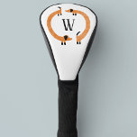 Funny Dackel Dog Monogramm Golf Headcover<br><div class="desc">Fun Dackel,  Wursthunde oder Dackel Hunde in ständiger Bewegung. Anpassen durch Ändern oder Entfernen des Initials. Originelle Kunst von Nic Squirrell.</div>