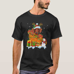 Funny Dackel Dog Niedlich Santa Sleigh Weihnachten T-Shirt