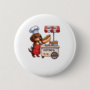 Funny Dackel Dog Weiner Sausage Hotdog Sandwich Button