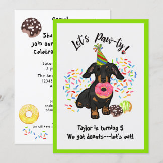 Funny Dackel Donut Geburtstagsparty Einladung