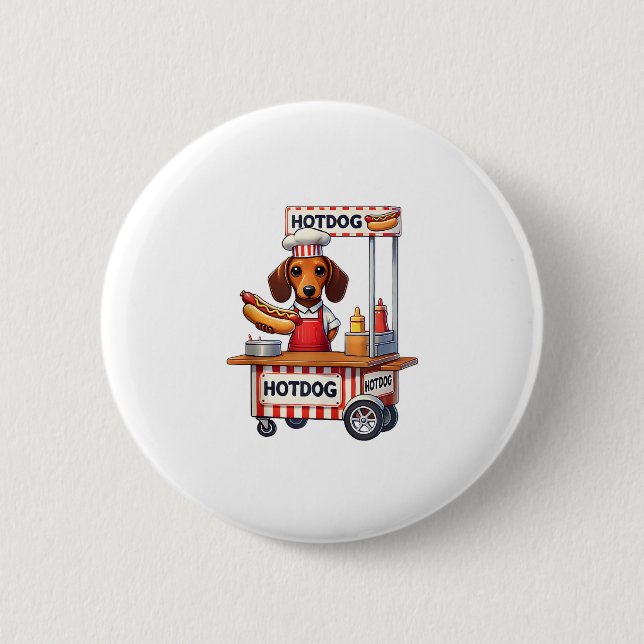 Funny Dackel Hund Hotdog Sandwich Würstchen Wurst Button (Vorderseite)
