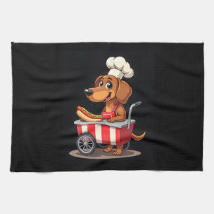 Funny Dackel Hund Hotdog Sandwich Würstchen Wurst Geschirrtuch