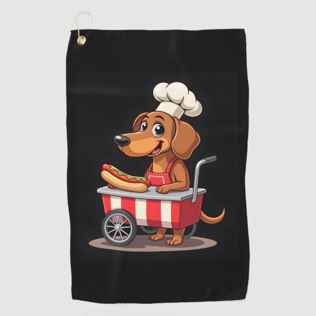 Funny Dackel Hund Hotdog Sandwich Würstchen Wurst Golfhandtuch (Vorderseite)