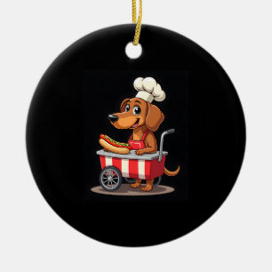 Funny Dackel Hund Hotdog Sandwich Würstchen Wurst Keramik Ornament