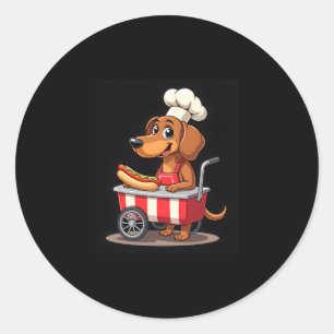 Funny Dackel Hund Hotdog Sandwich Würstchen Wurst Runder Aufkleber