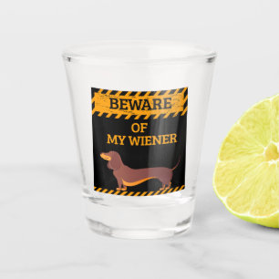 Funny Dackel Hund Lover Vorsicht vor meiner Dackel Schnapsglas