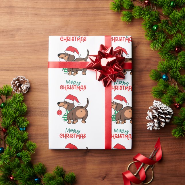 Funny Dackel Hund Niedlich Frohe Weihnachten Geschenkpapier (Feiertagsgeschenk)