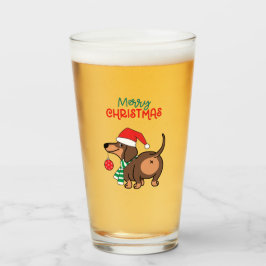 Funny Dackel Hund Niedlich Frohe Weihnachten Glas