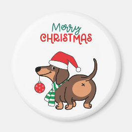 Funny Dackel Hund Niedlich Frohe Weihnachten Magnet