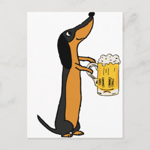 Funny Dackel Hund trinken Bier Cartoon Postkarte