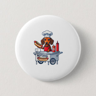 Funny Dackel Hund Würstchen Wurst Hotdog Sandwich Button